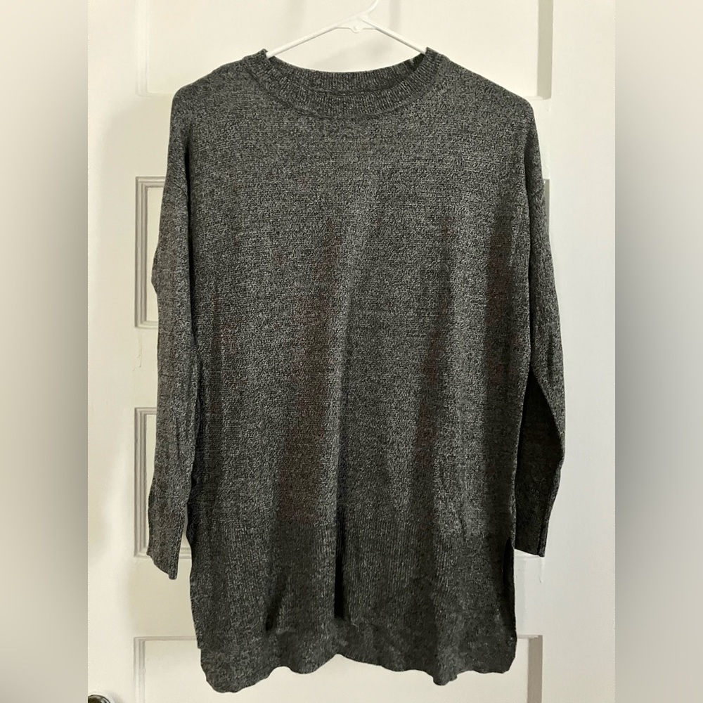 Long gray knit sweater